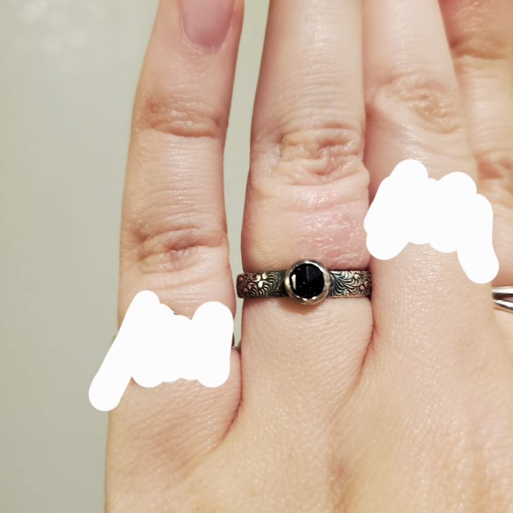 Blue Goldstone Sterling Silver Ring -Oxidized finish on the band